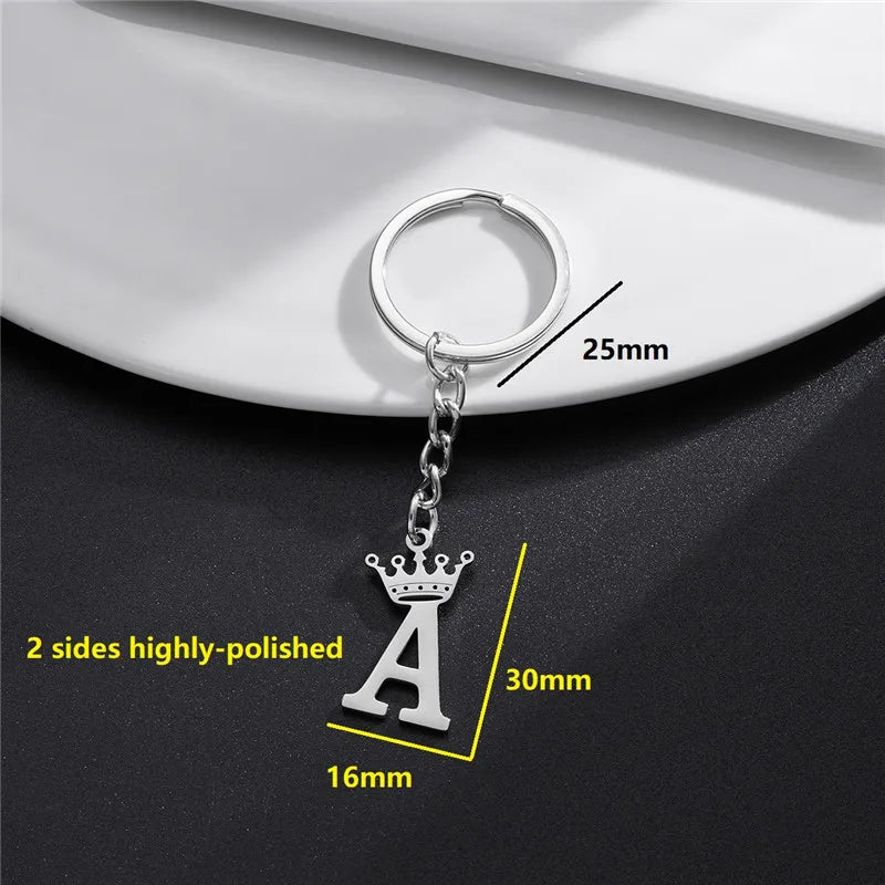 Initial Letter Keychain – Stainless Steel Alphabet Key Ring