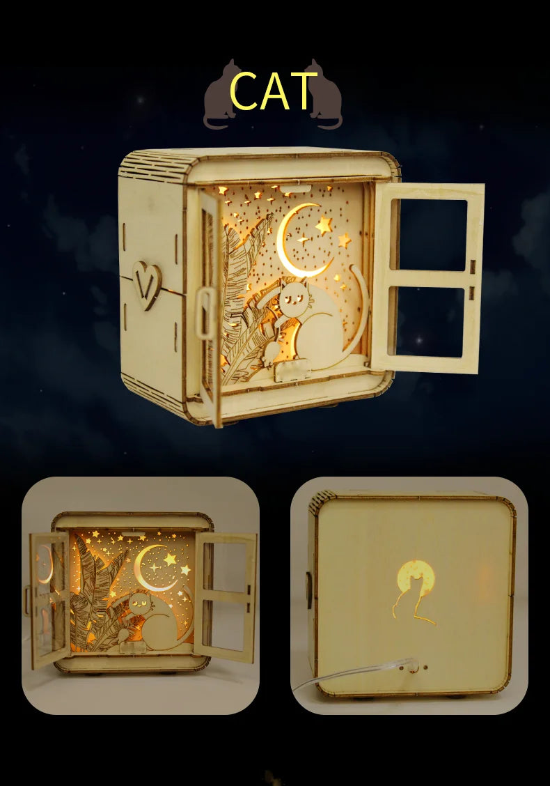 3D Wooden Castle Puzzle – Model Kit with Night Light