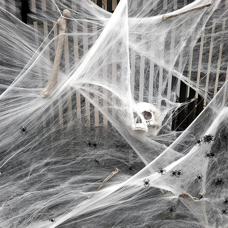 Halloween Spider Web – Stretchy Cobweb Haunted House Decor