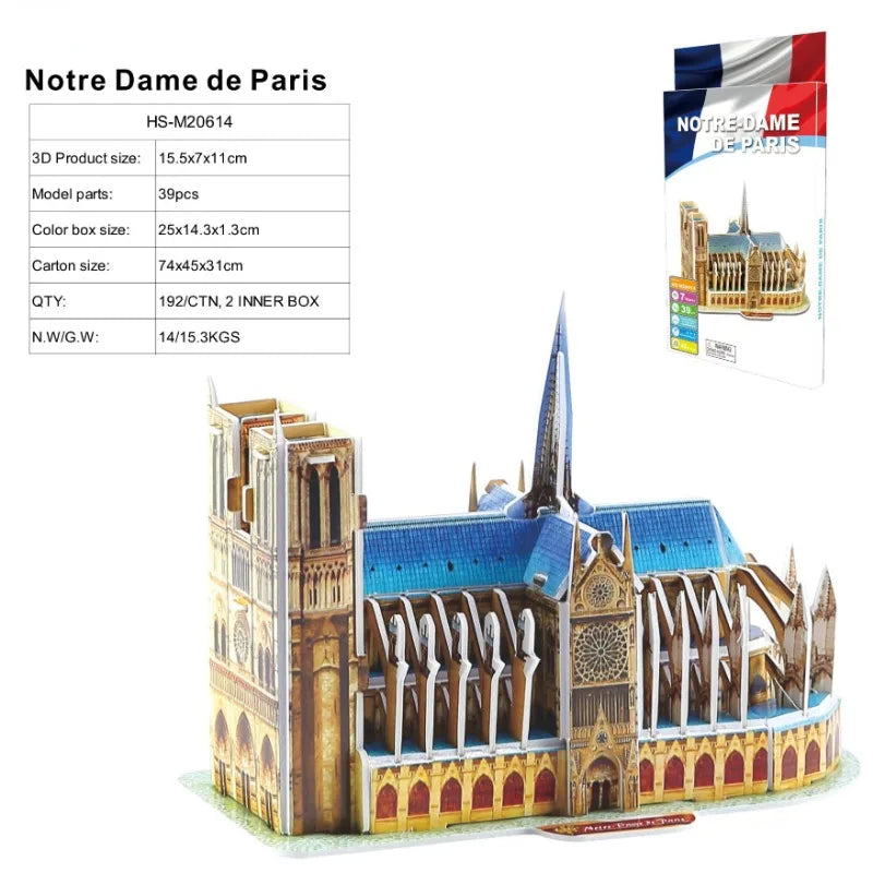 3D Architectural Puzzle Landmark Paper Building Model for Kids