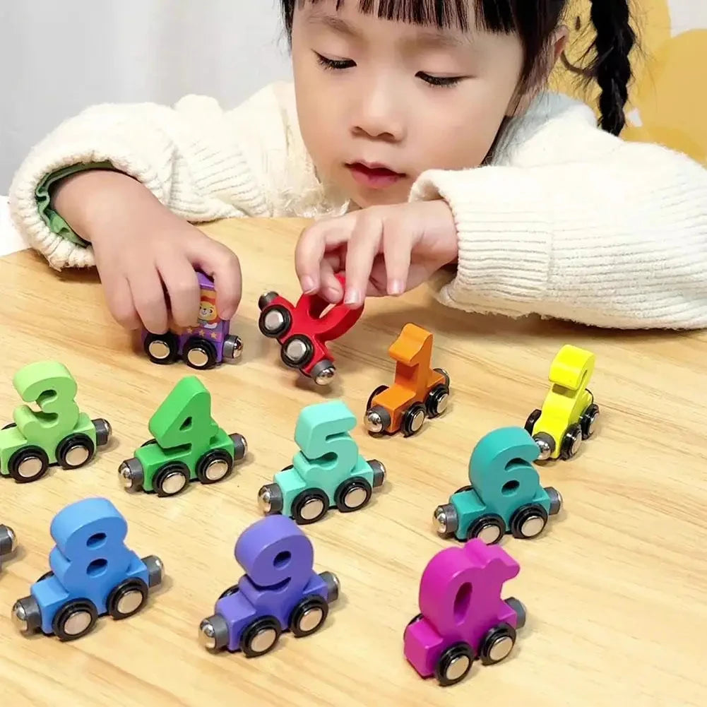 Magnetic Number Train Set – Wooden Educational Building Blocks