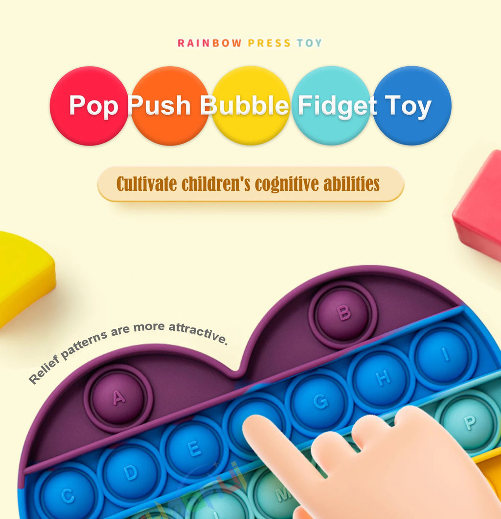 Pop It Fidget Toy – Rainbow Bubble Pop Sensory Stress Relief Toy