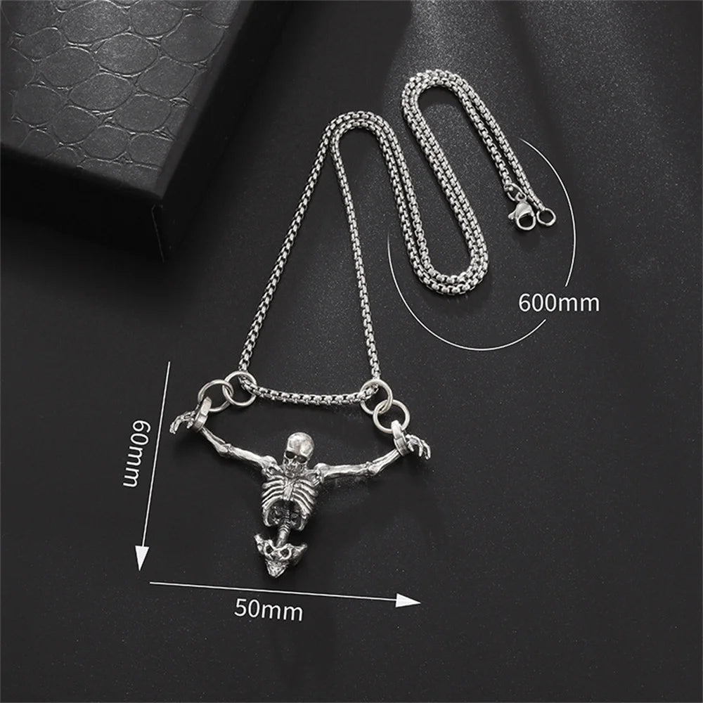 Punk Skull Necklace Captivity Skull Pendant Bicycle Rock Jewelry Gift For Men And Women Zinc No Gems