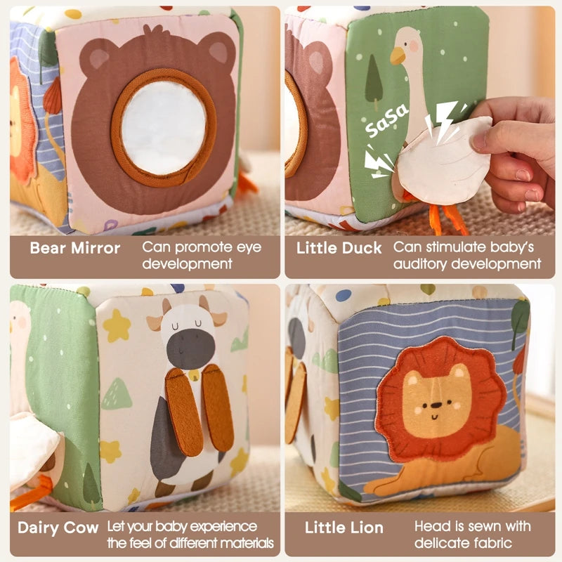 Montessori Tissue Box Toy – Baby Sensory Cloth Busy Cube