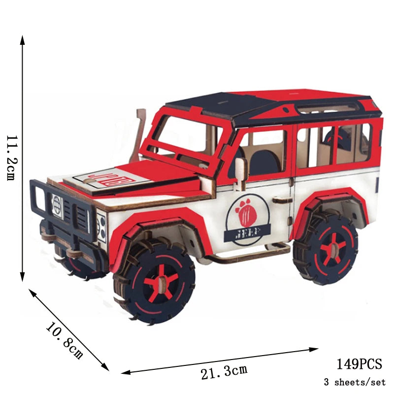 3D Wooden Puzzle Retro Campervan DIY Model Building Toy