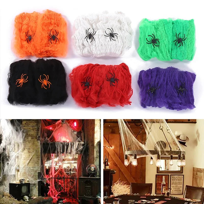Halloween Spider Web – Stretchy Cobweb Haunted House Decor