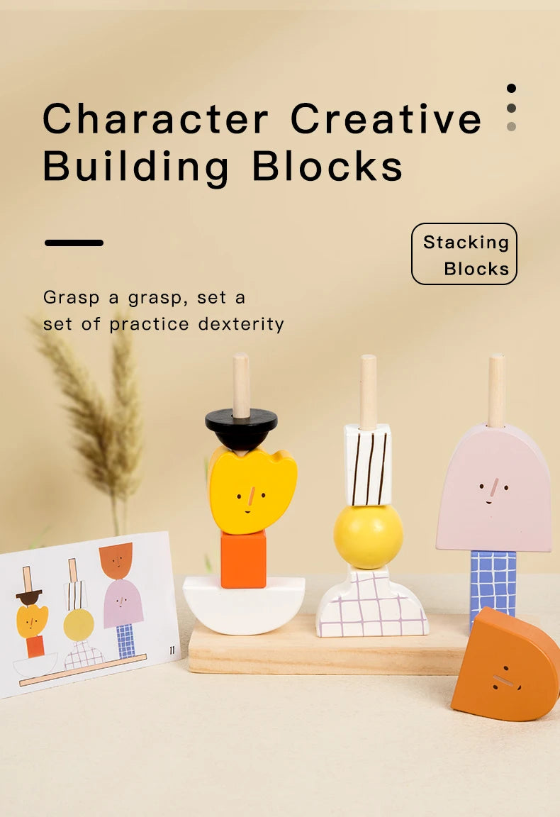 3D Wooden Puzzle Toy – Montessori Shape Matching Bead Blocks Set