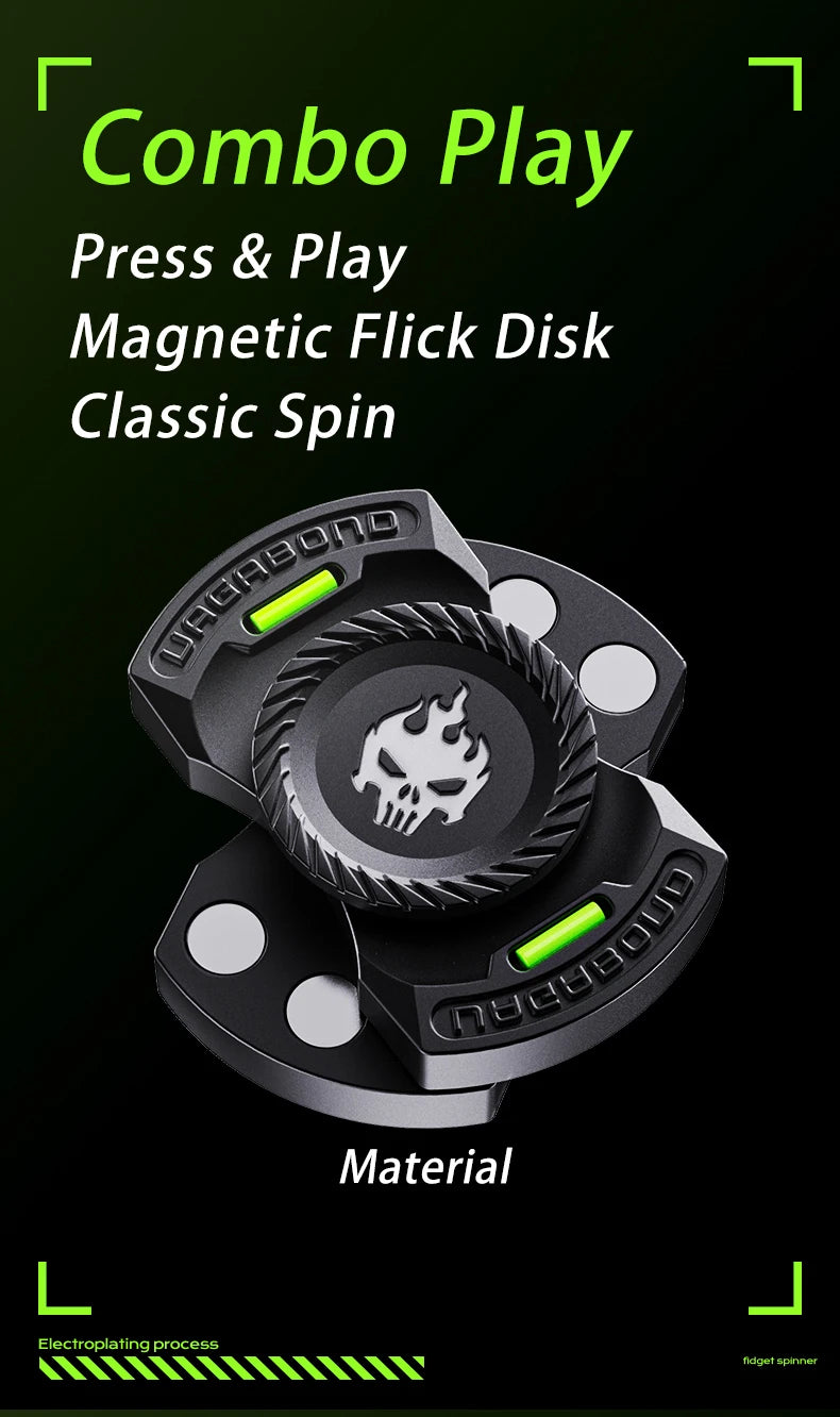 3-in-1 Fidget Toy – Magnetic Spinner & Push Button Gadget