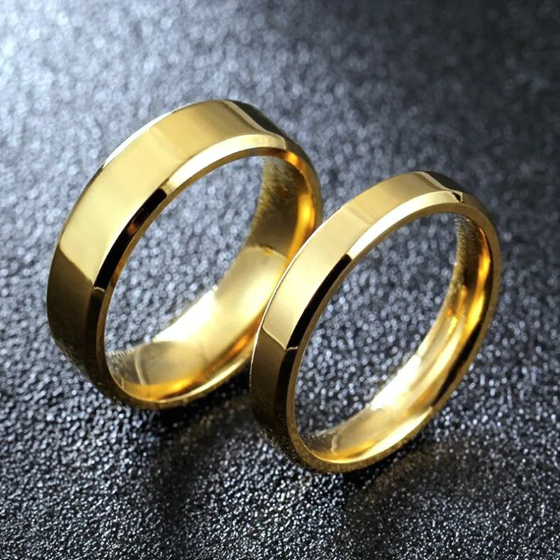 Stainless Steel Couple Rings – 4mm & 6mm Matching Bands