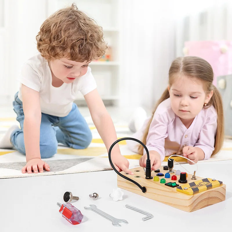 Wooden Busy Board for Kids – Montessori Sensory Learning Toy