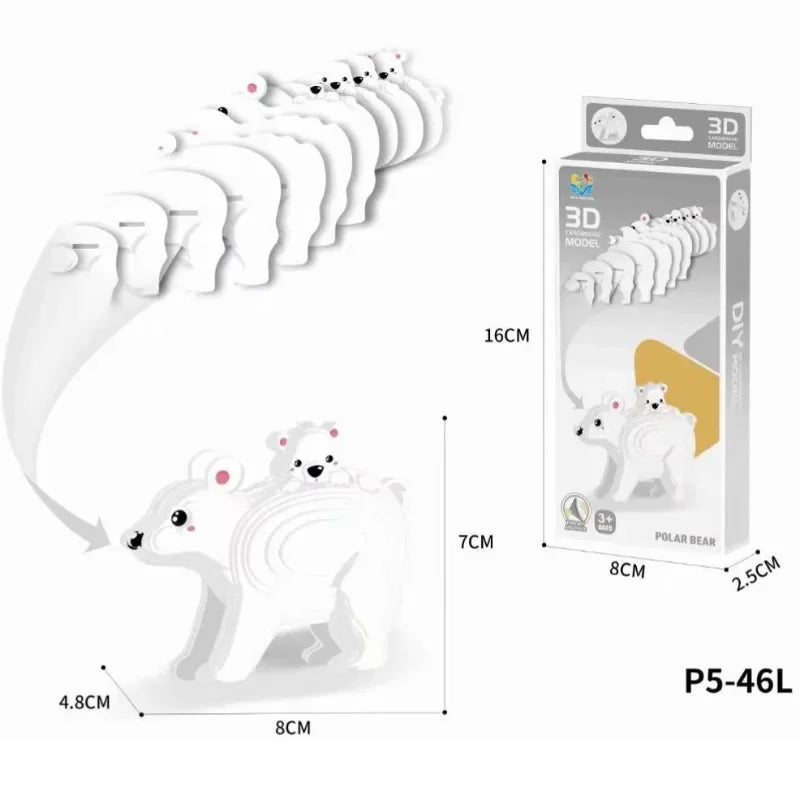 3D Dinosaur Puzzle DIY Paper Animal Model Assembly Toy