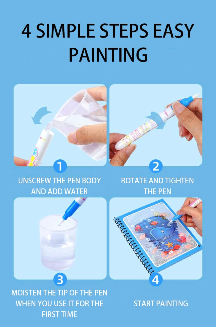 Reusable Water Coloring Book – Magic Drawing Book for Kids