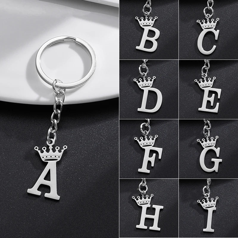 Initial Letter Keychain – Stainless Steel Alphabet Key Ring