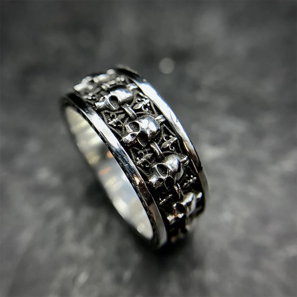 Gothic Skeleton Ring for Men Vintage Punk Halloween Jewelry