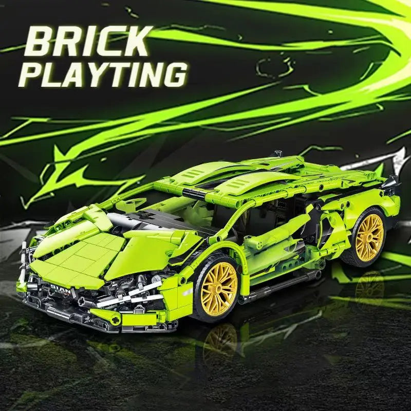 Green Sports Car Building Blocks DIY Brick Building Set