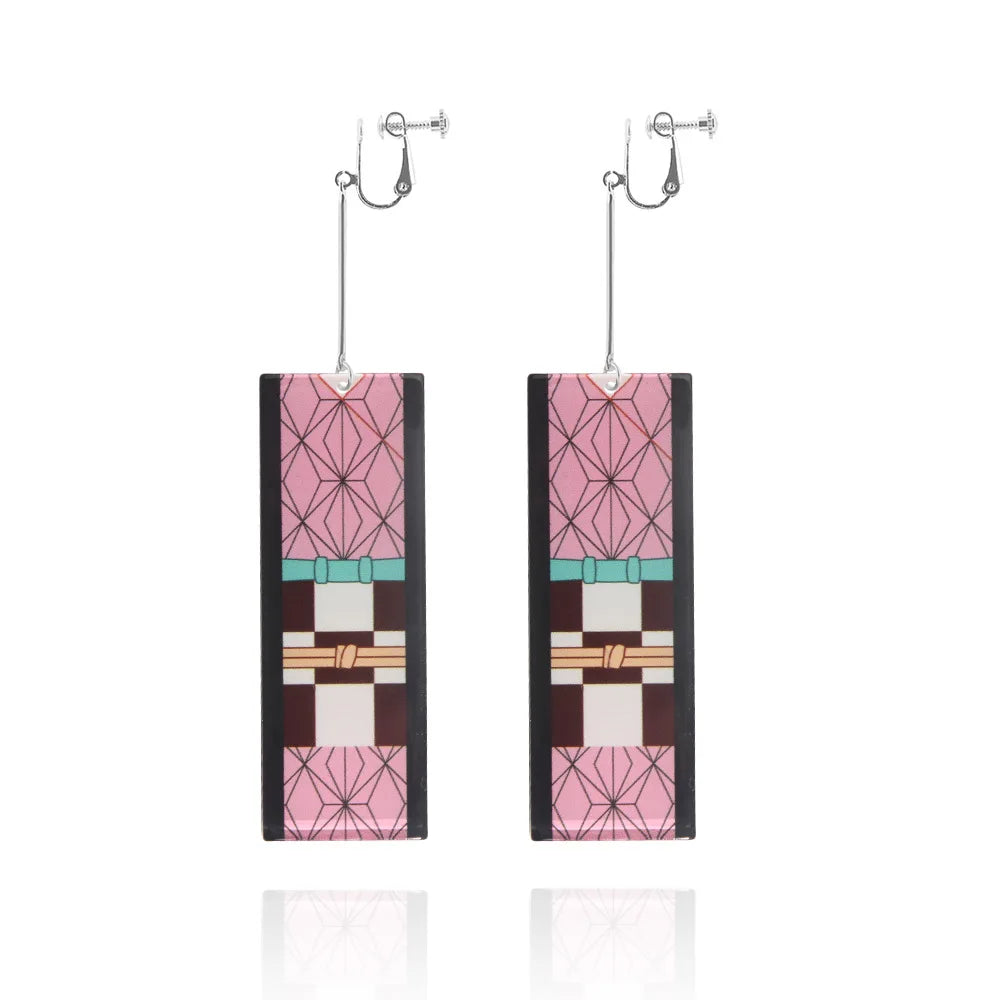 Pink Acrylic Drop Earrings – Japanese-Inspired Cosplay Jewelry for Women