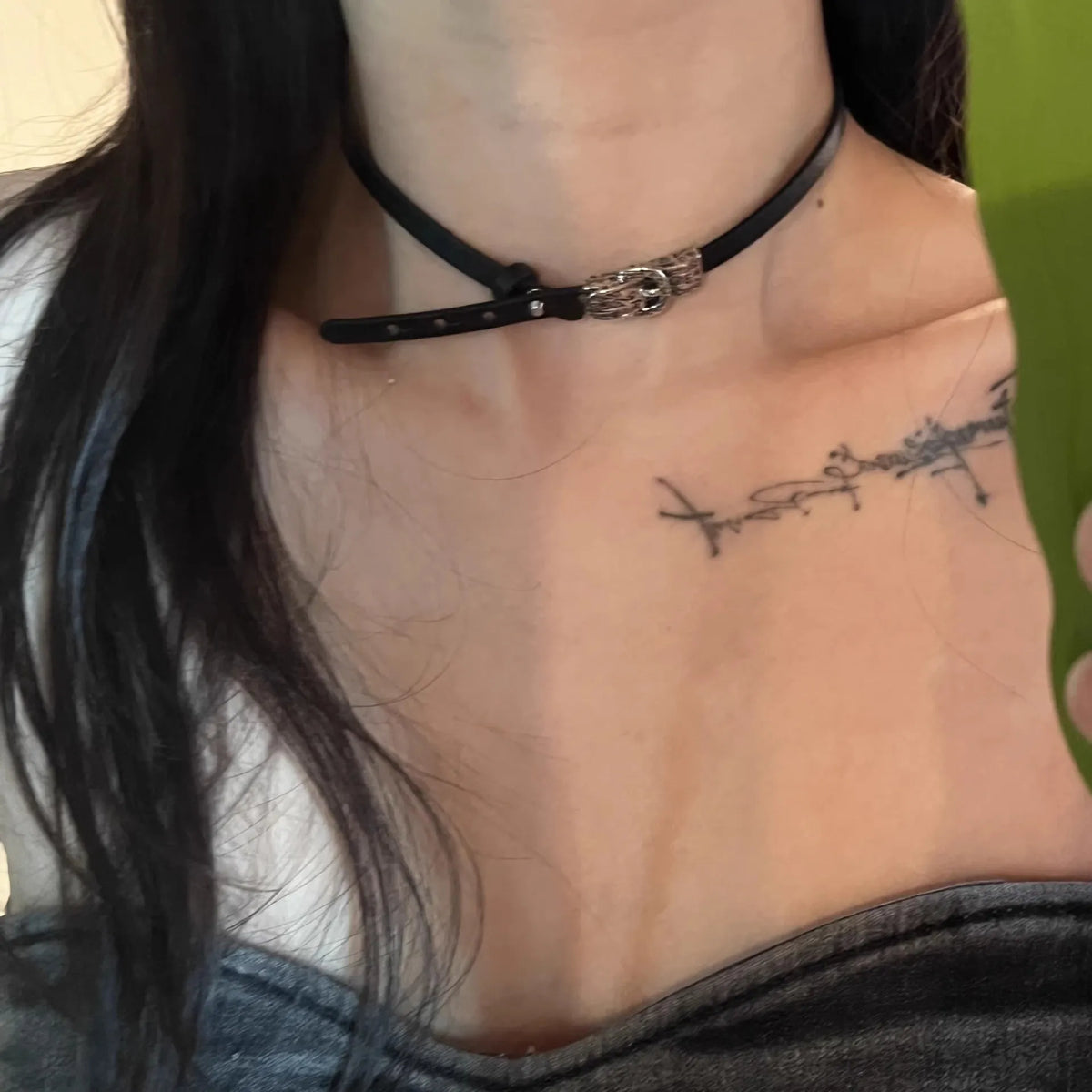 Gothic Leather Choker – Y2K Punk Necklace for Women