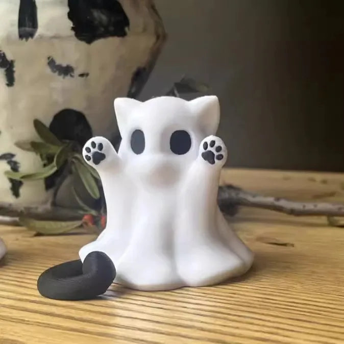 Mini Ghost Cat Ornament – Cute Halloween Desktop Decor