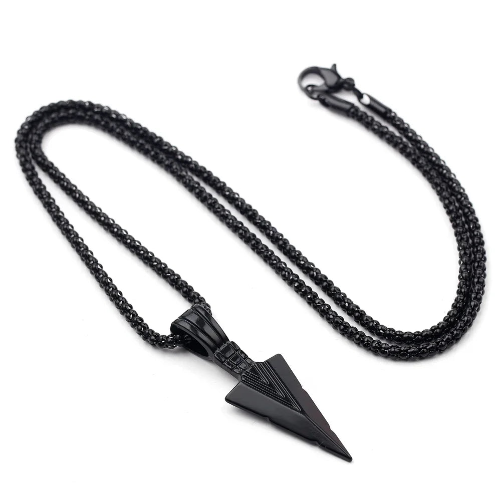 Long Pendant Necklace for Men Arrow Punk Rock Jewelry