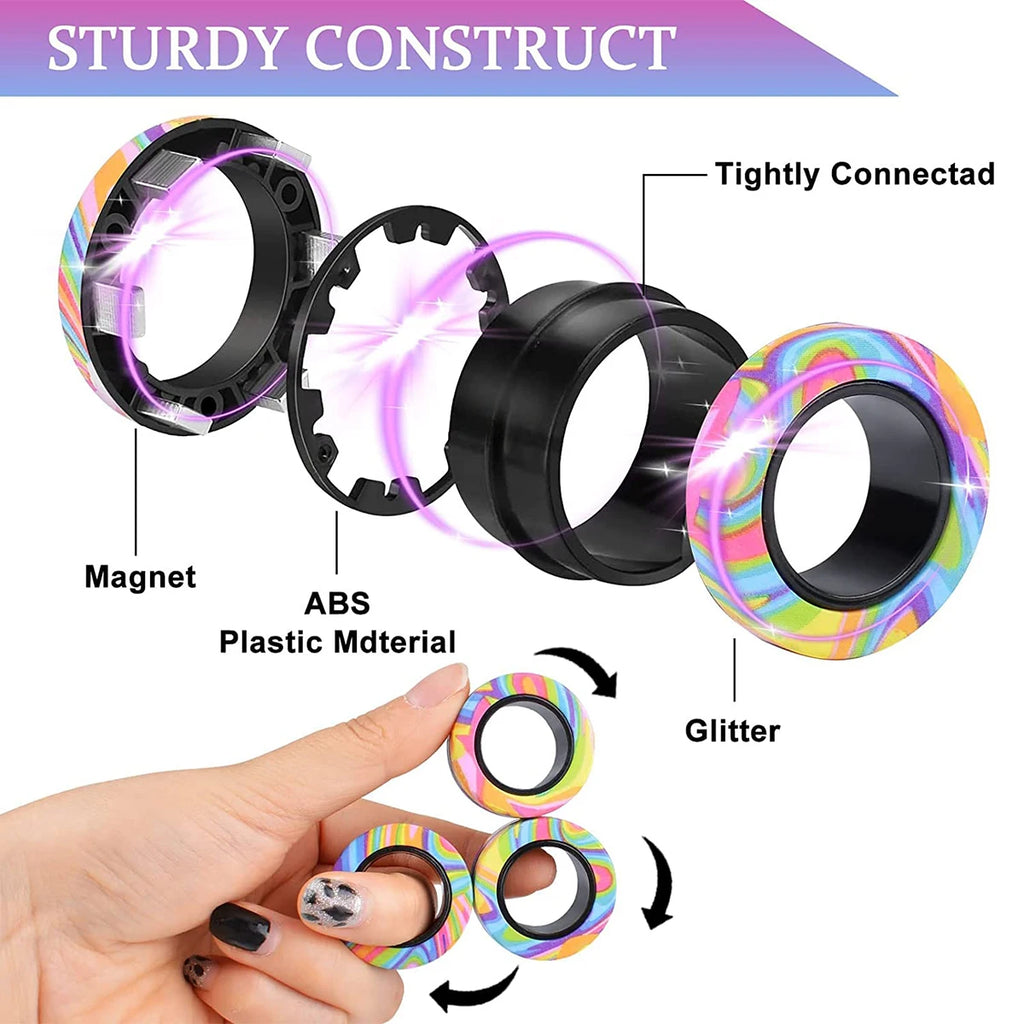 3PCS Magnetic Fidget Rings – Spinner Sensory Toy Set