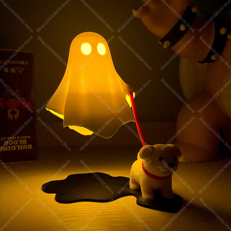 Ghost LED Night Light with Dog Figure, Warm Light Desk Lamp