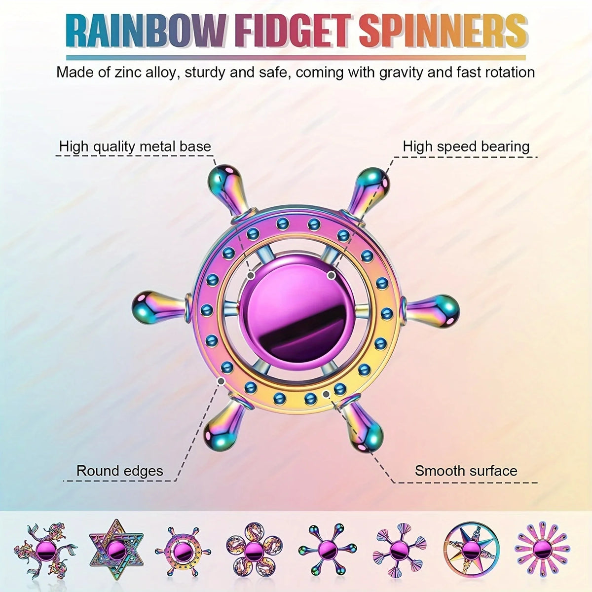 Metal Fidget Spinner – Colorful Hand Spinner with 8 Beads
