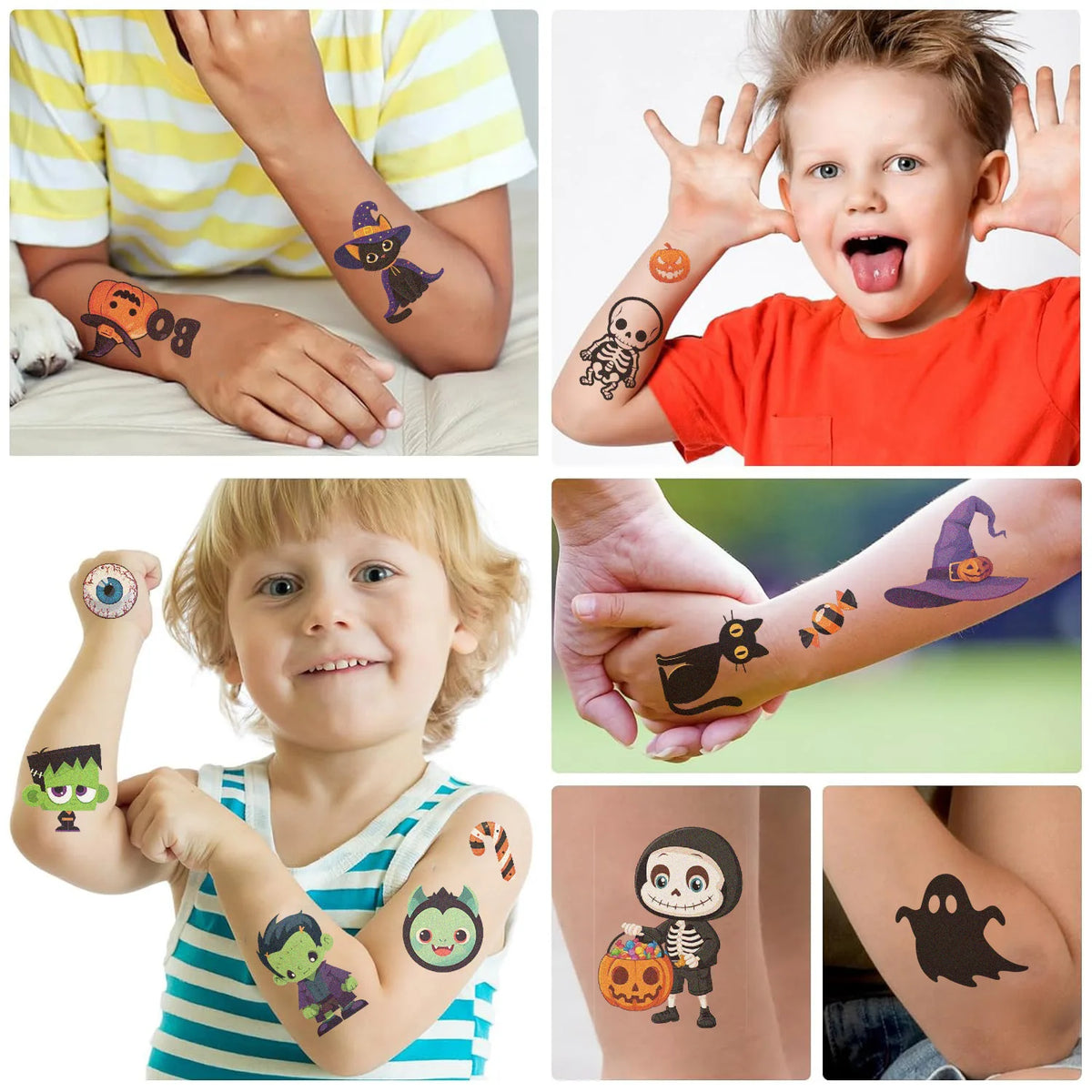 Halloween Temporary Tattoos 10 Sheets Pumpkin Waterproof Stickers