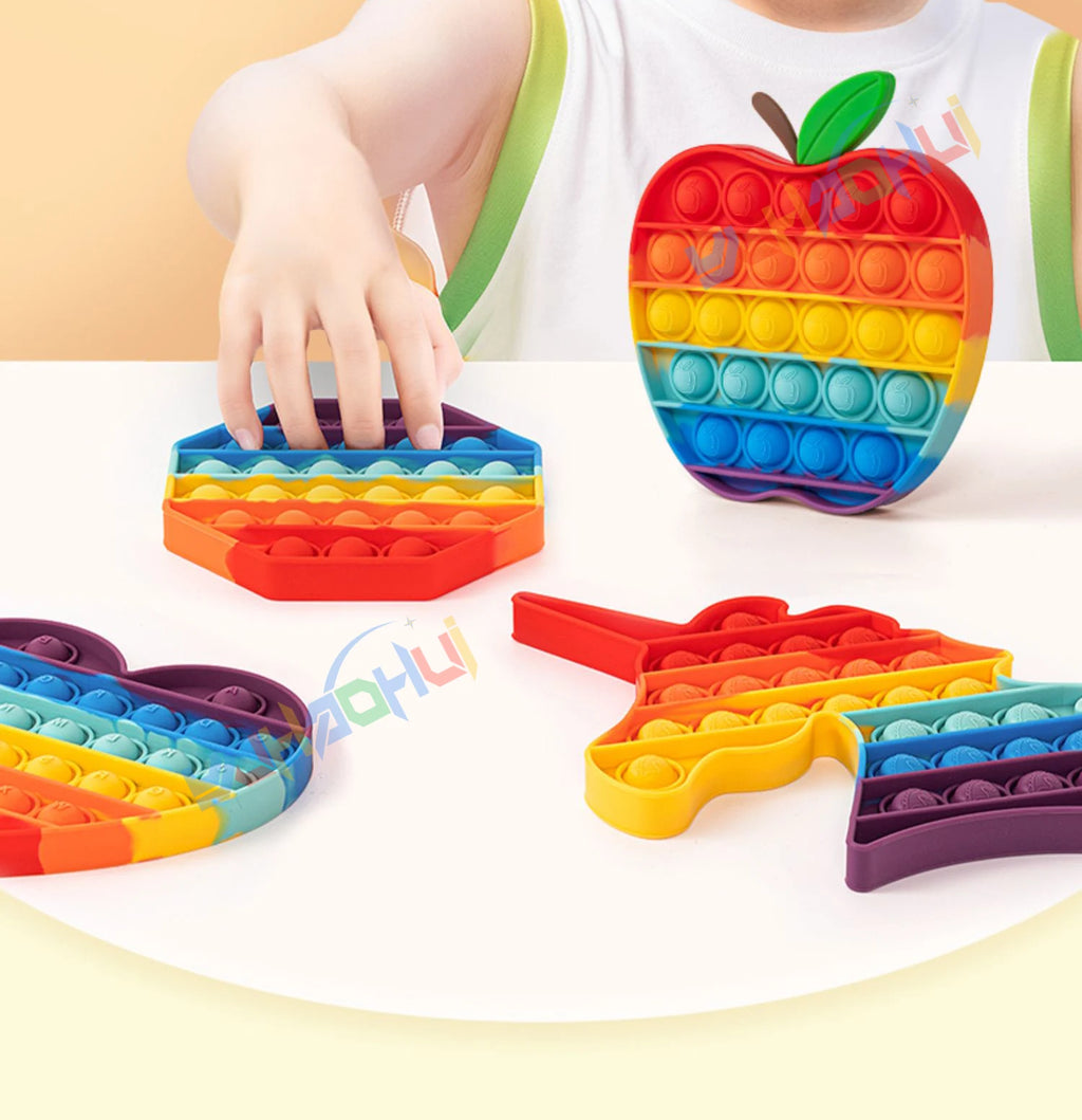 Pop It Fidget Toy – Rainbow Bubble Pop Sensory Stress Relief Toy