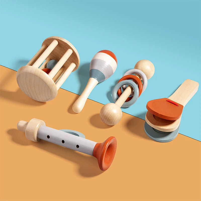 Baby Musical Instrument Set – 5-Piece Wooden Toddler Learning Toys