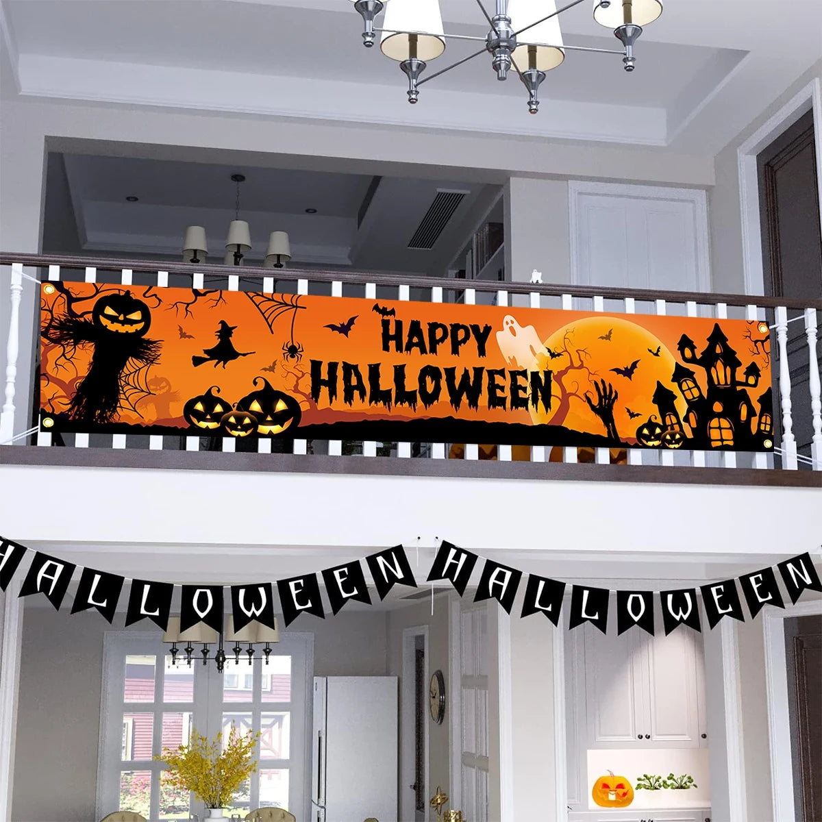 Halloween Outdoor Banner, Happy Halloween Pumpkin Party Decoration