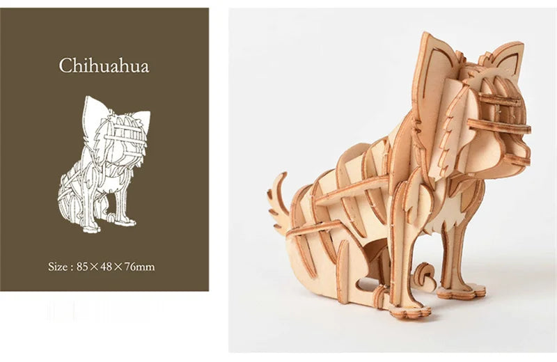 3D Wooden Animal Puzzle – DIY Assembly Model Kit