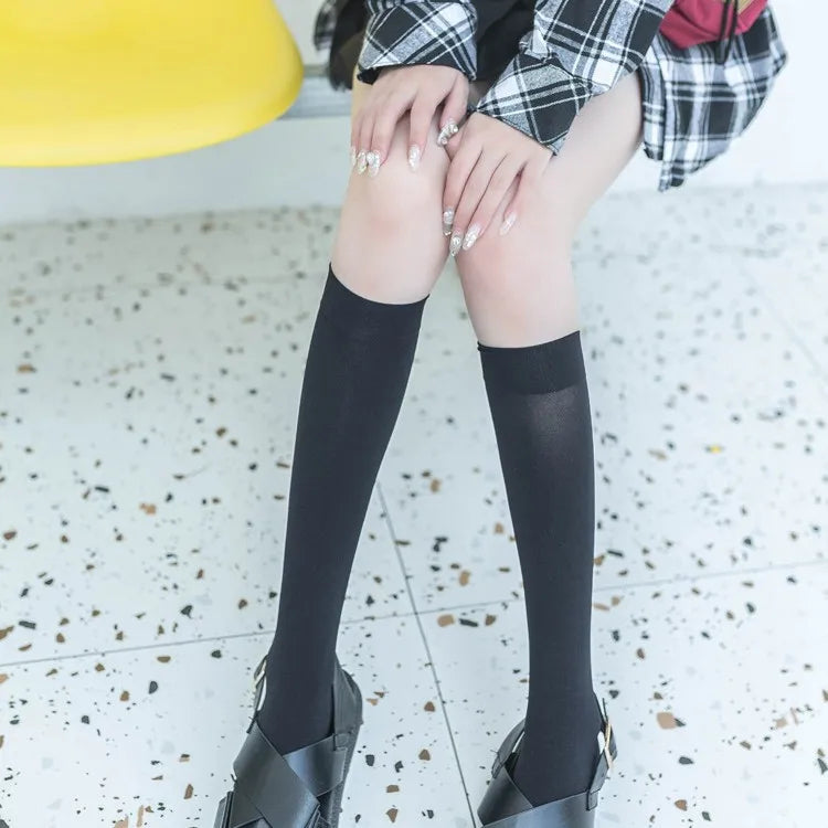 Spring Thin Sexy Black White Soild Color Long Socks Women Over Knee Thigh High Stockings Lolita Ladies Girls Warm Knee Socks