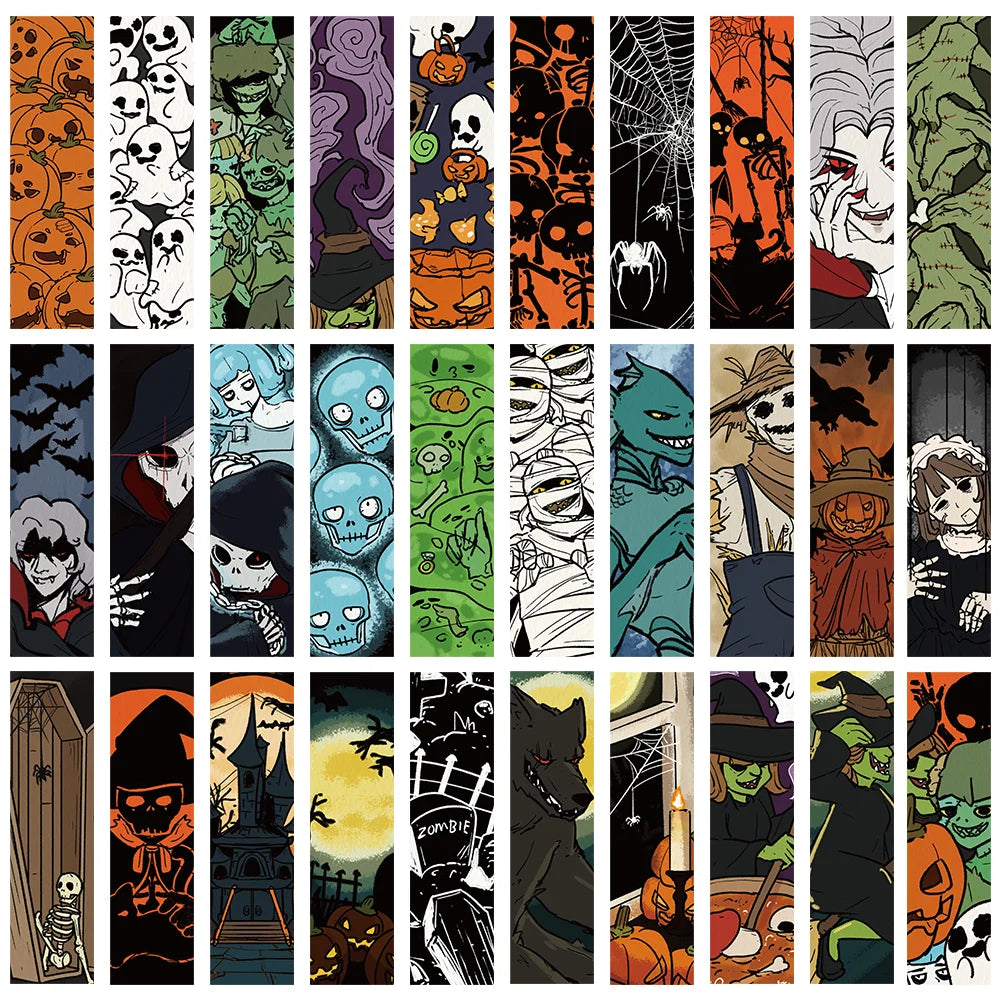 Halloween Bookmarks – 30-Piece Paper Reading Bookmarks Set