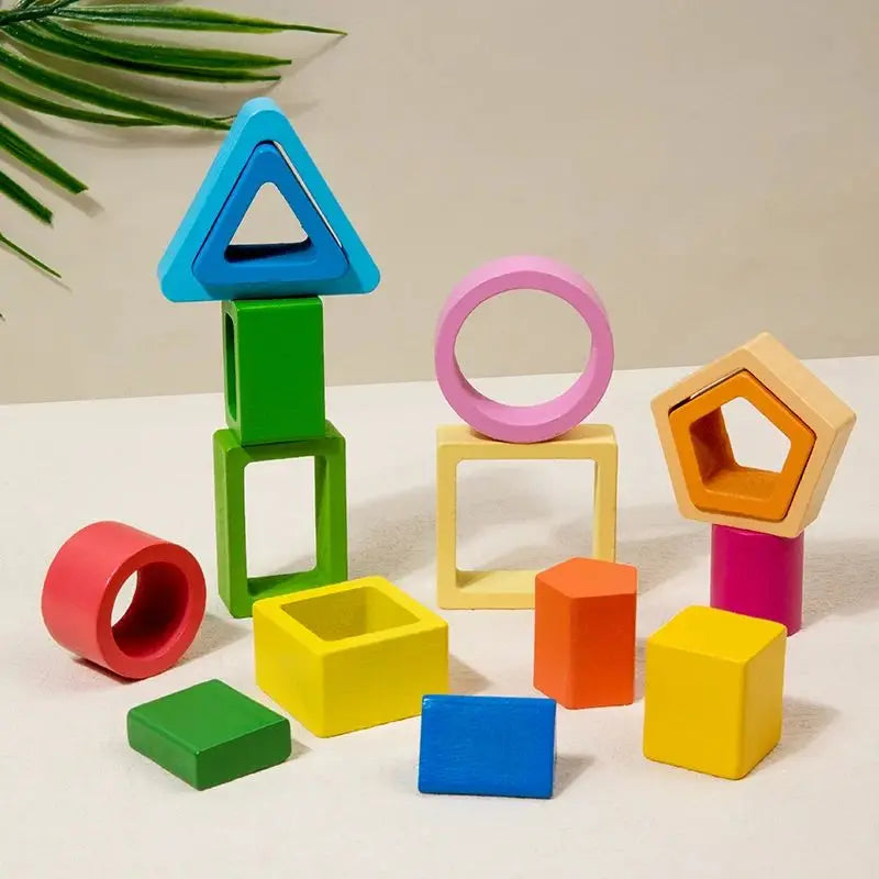 Montessori Sorting Toy – Wooden Shape & Color Stacking Game for Kids