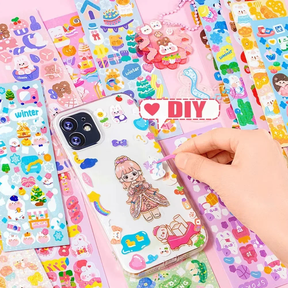 Kawaii Cartoon Stickers – Cute DIY Diary & School Sticker Pack