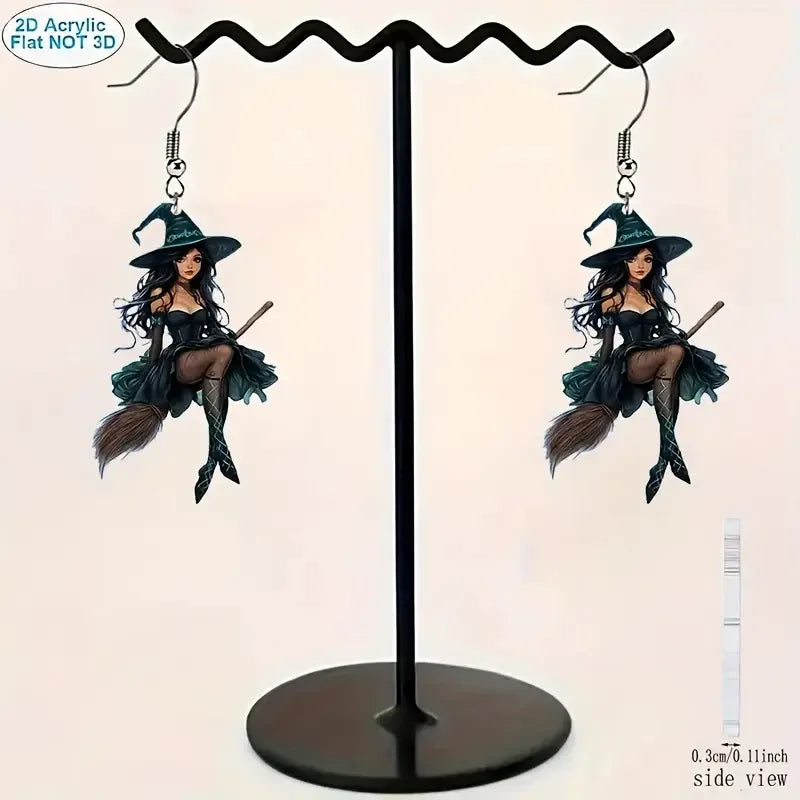 Halloween Witch Earrings for Women Acrylic Drop Jewelry