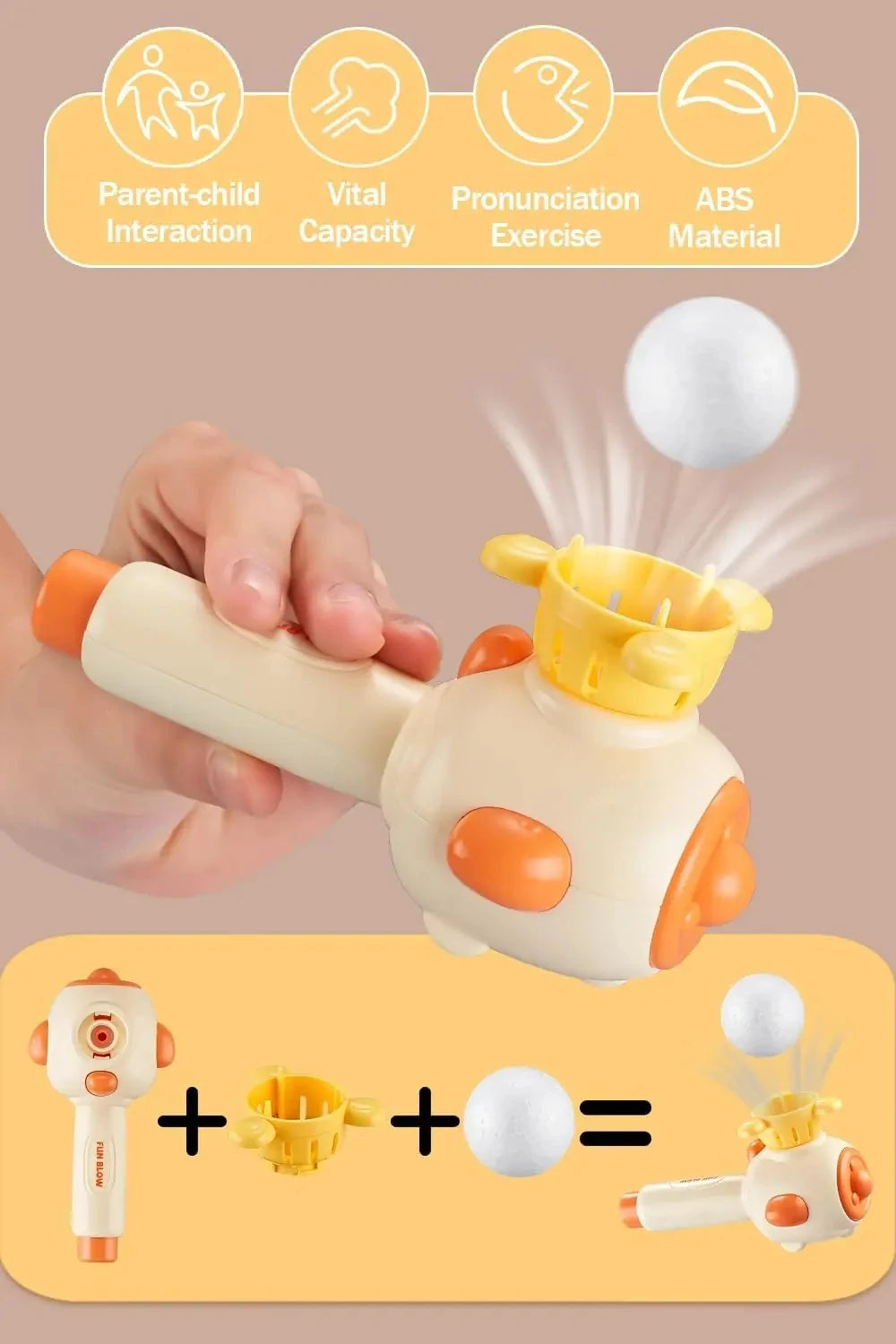 Montessori Sensory Toy 3-in-1 Blowing Floating Ball & Whistle Game