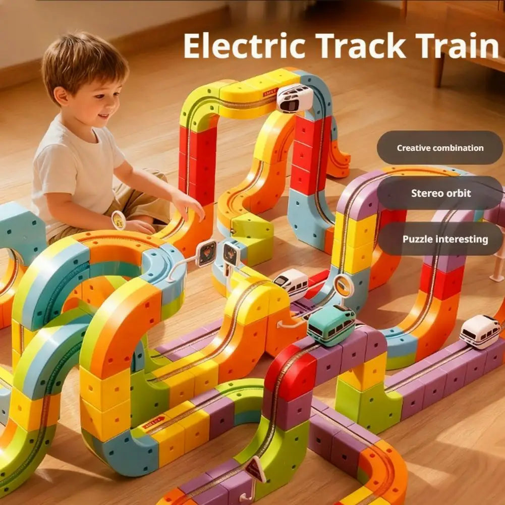 STEM Train Track Set – DIY 3D Railway Building Toy with Electric Train