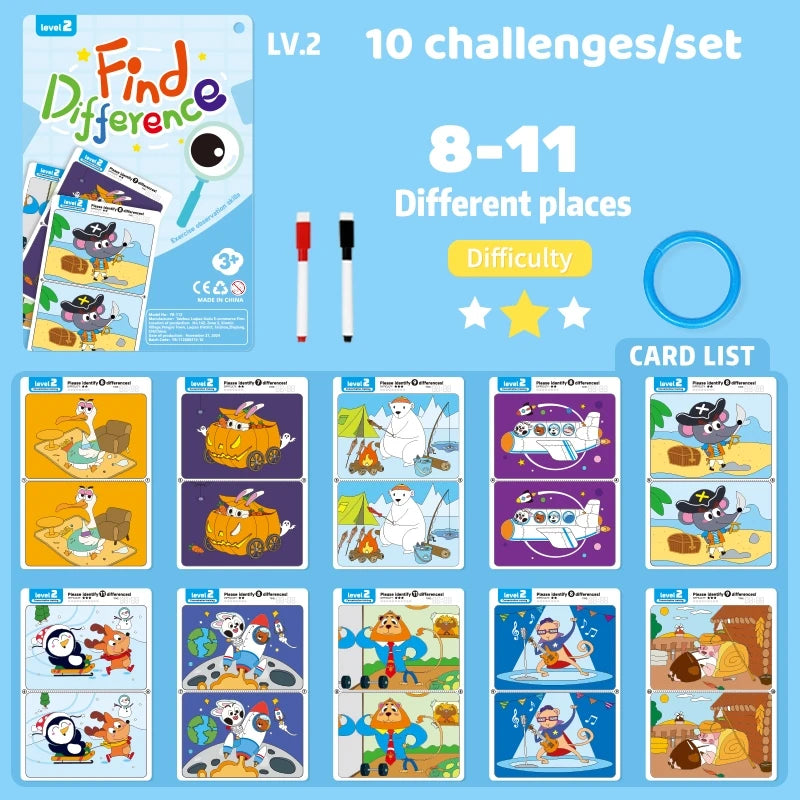 Find the Difference Game – Reusable Observation & Concentration Cards