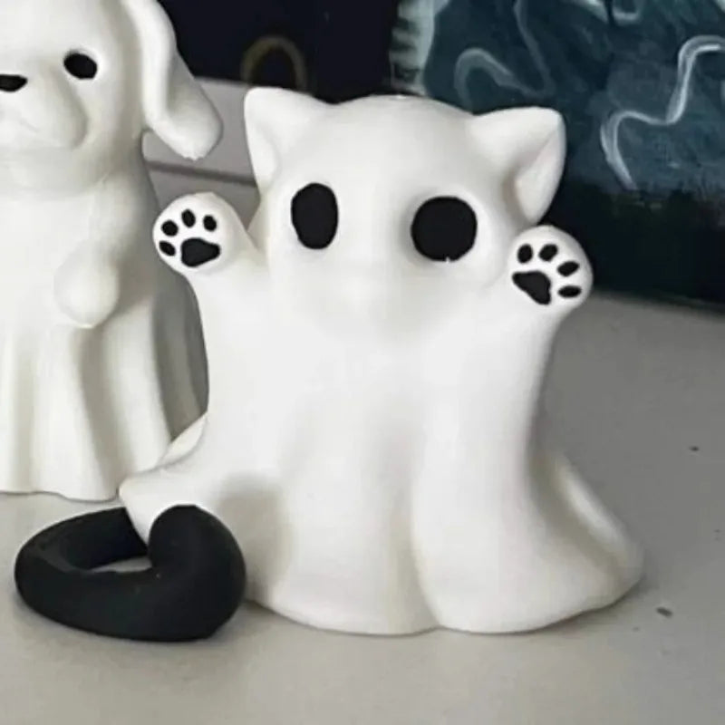 Halloween Cat Ornament – Mini Ghost Kitten Decoration