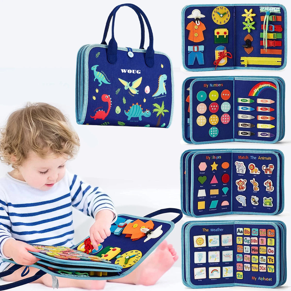 Montessori Busy Board 7-in-1 Toddler Sensory Activity Toy