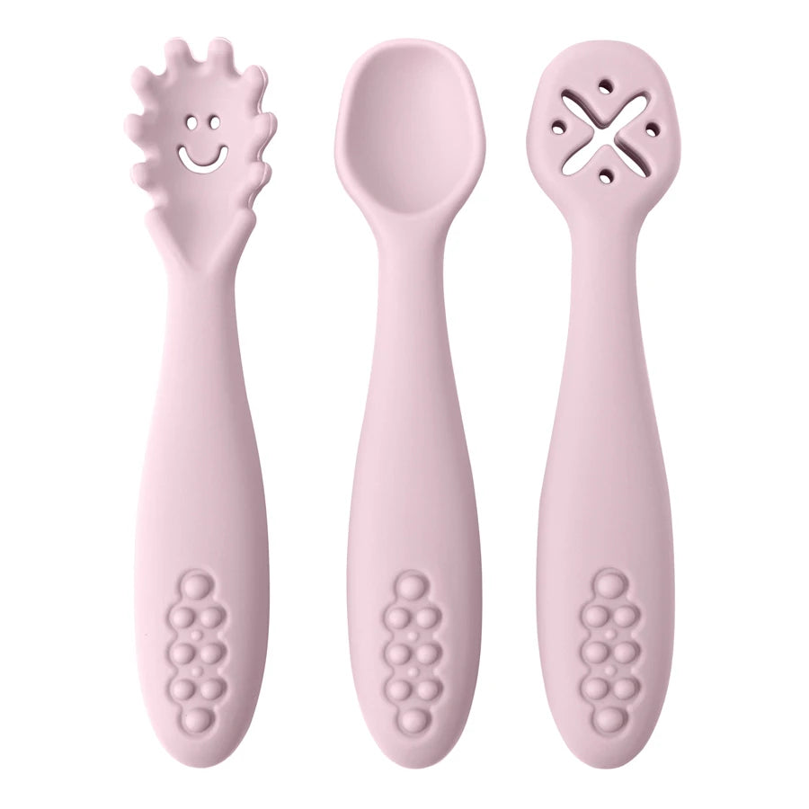 Baby Feeding Spoons – 3PC Silicone Toddler Weaning Utensil Set