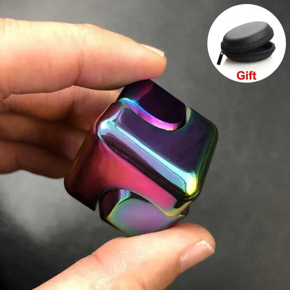 Cube Fidget Spinner – Metal Gyroscope Fingertip Toy for Adults