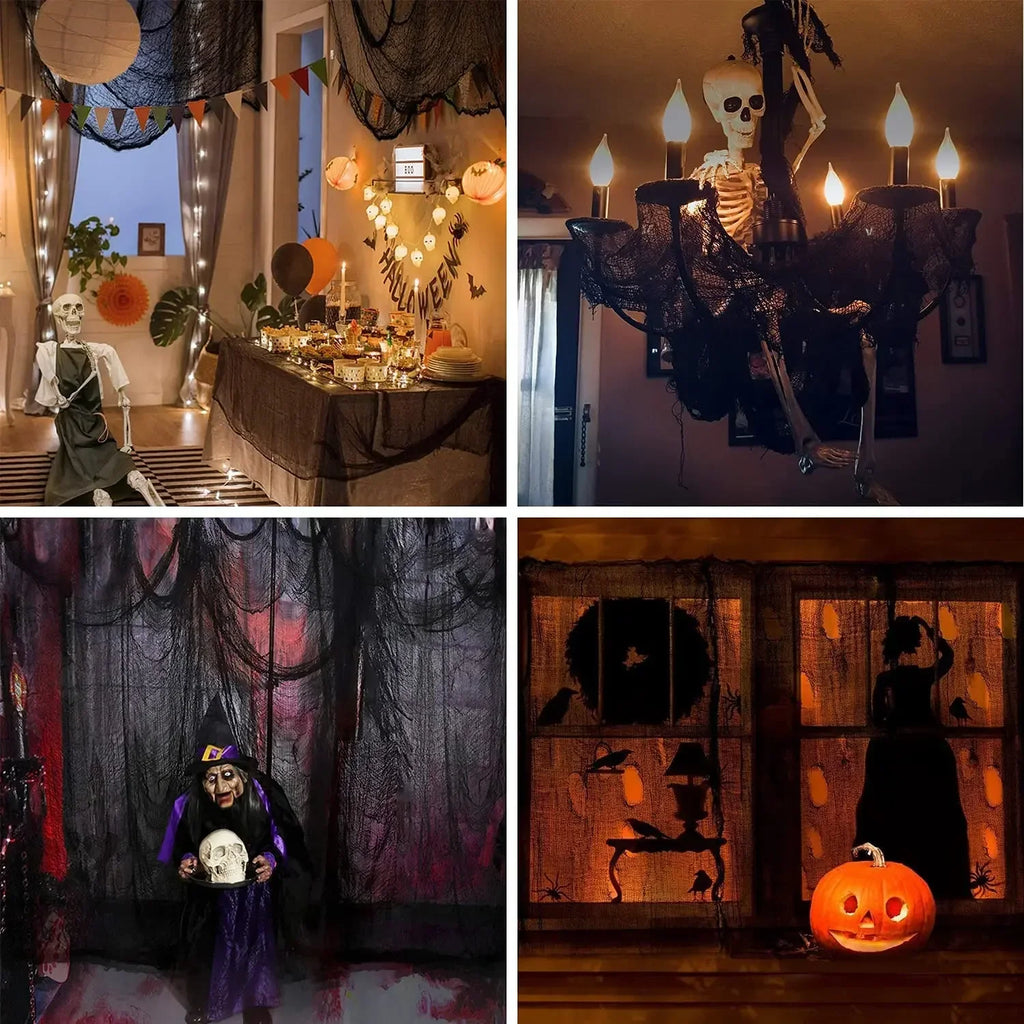 Halloween Creepy Cloth Black Gauze 76cm x 183cm Spooky Decor