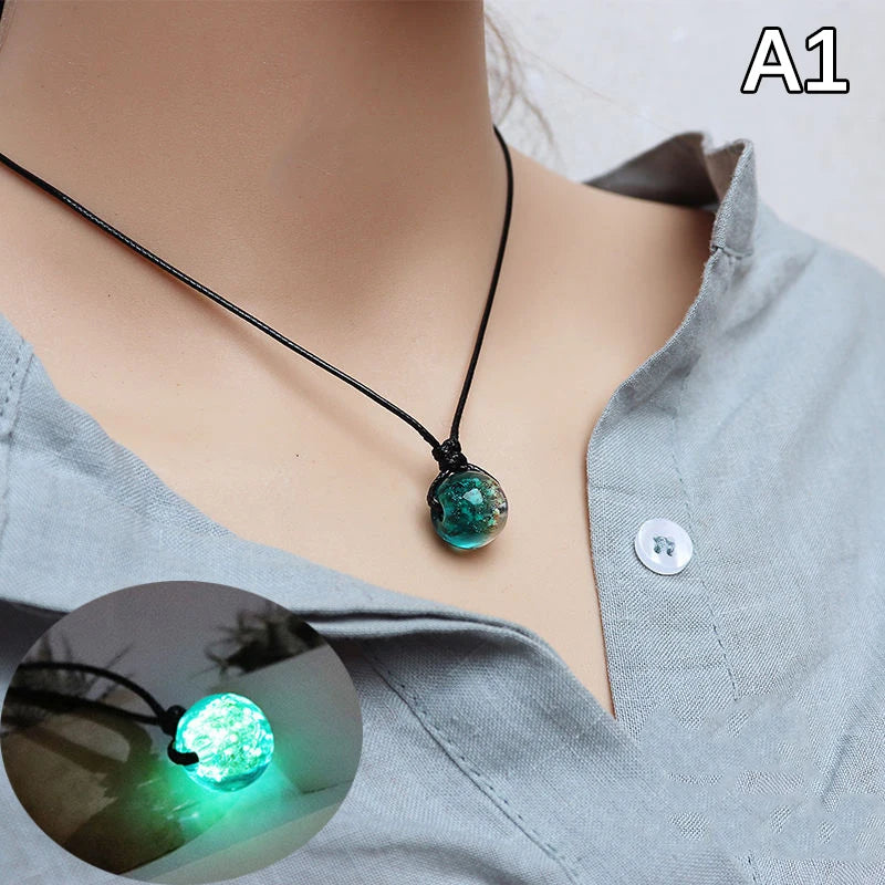 Glowing Gem Necklace Luminous Stone Halloween Pendant