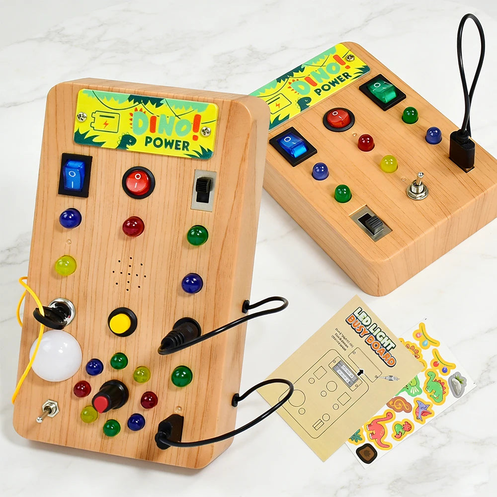 Montessori Busy Board – LED Switch & Fine Motor Skills Toy