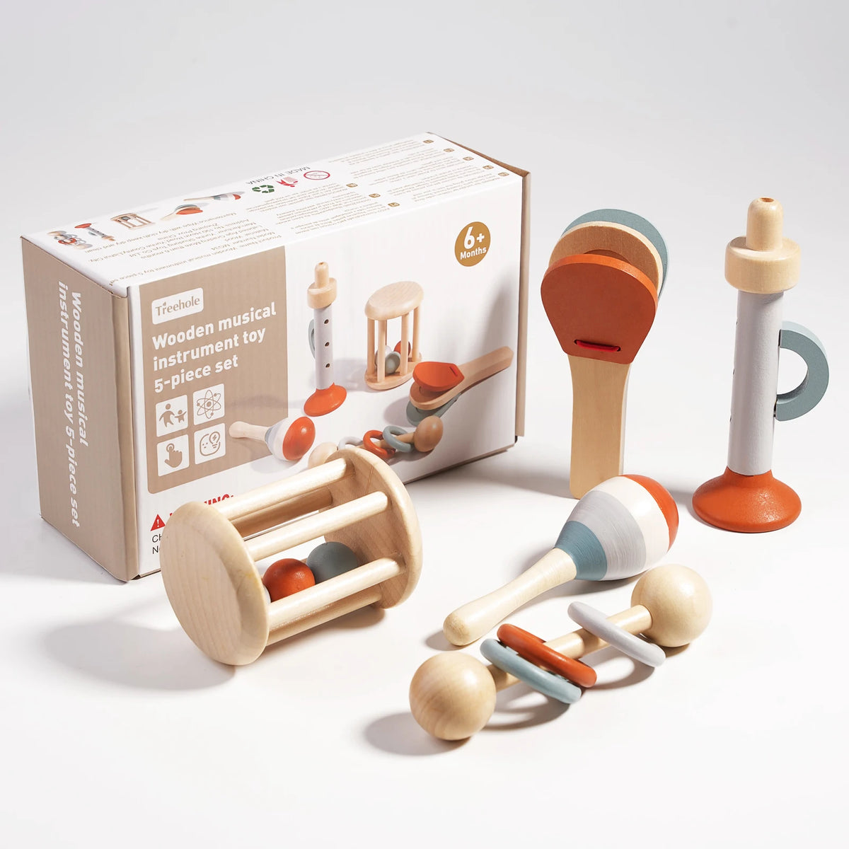 Baby Wooden Bell Toy Handheld Ringing Sensory Learning Activity