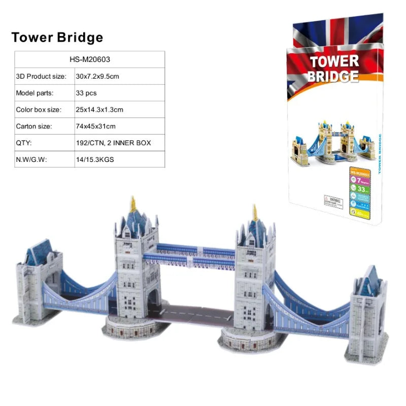 3D Architectural Puzzle Landmark Paper Building Model for Kids