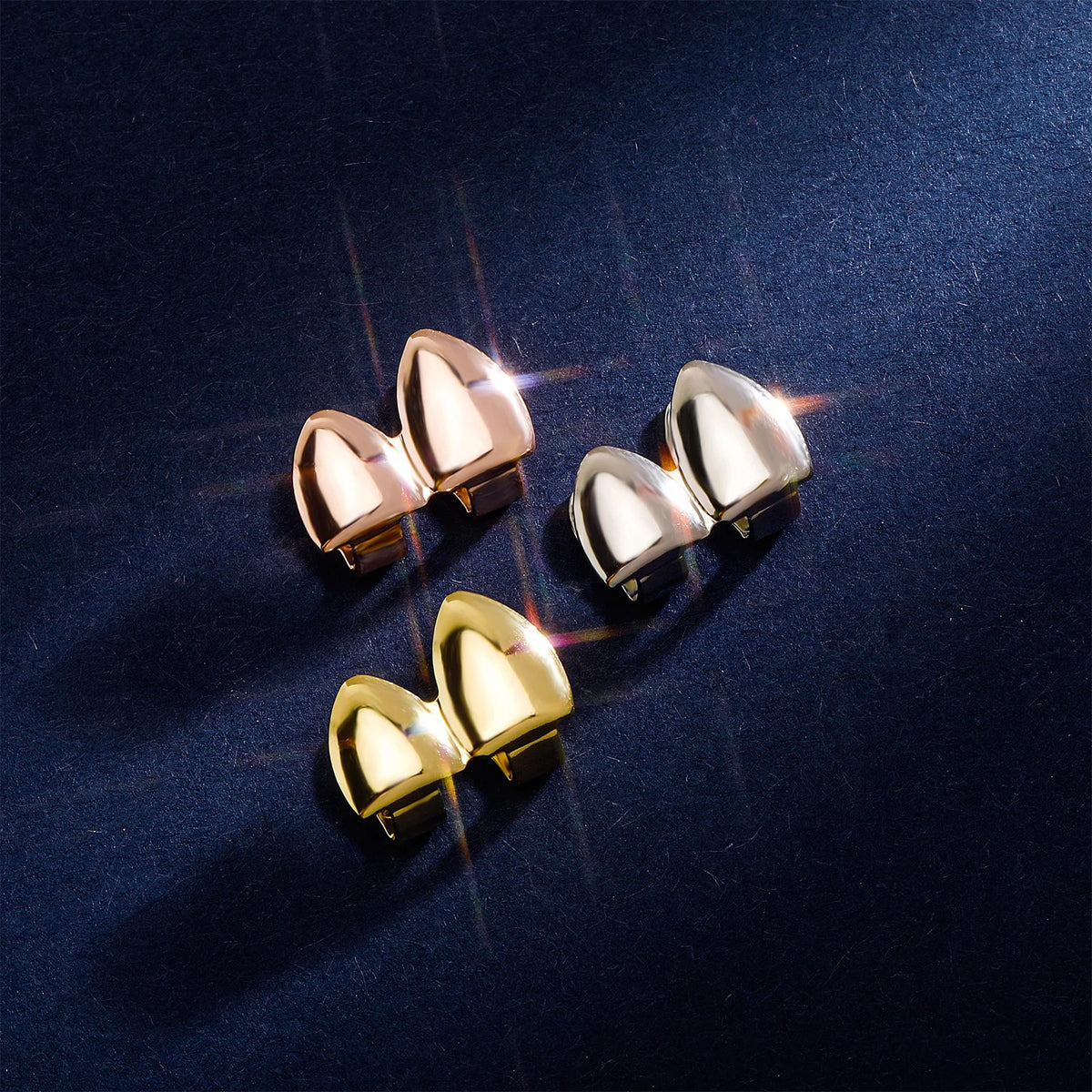Gold Grillz Double Glossy Tooth Caps Dental Grills Halloween