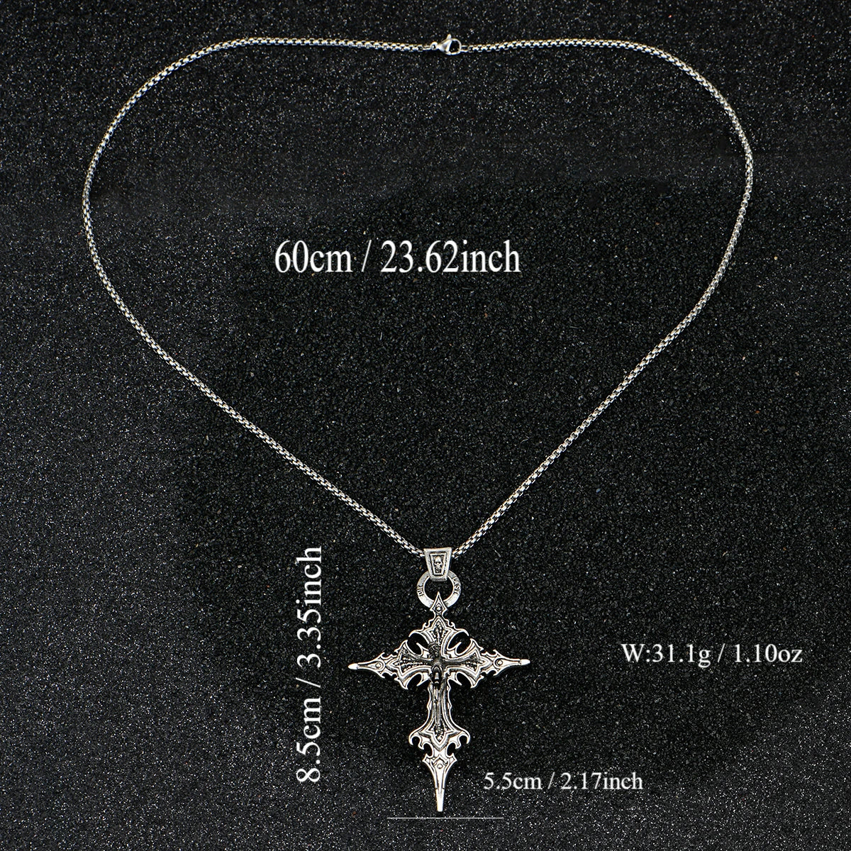 Gothic Cross Pendant Necklace Retro Skull Design
